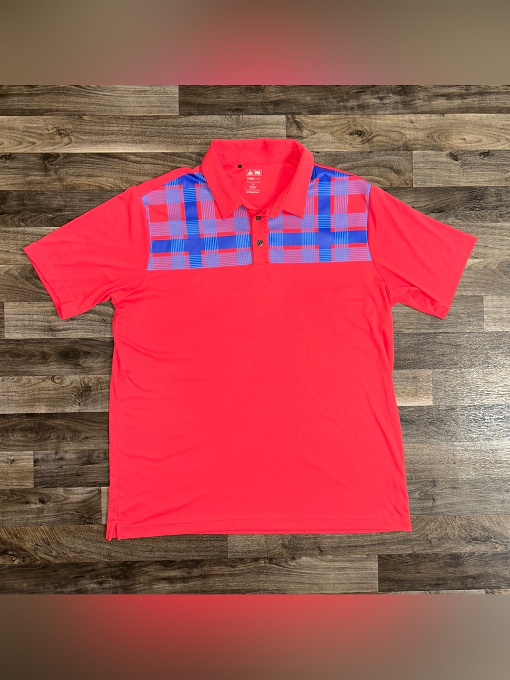 Adidas Golf ClimaCool Diagonal Plaid Polo Red Blue Men’s XL